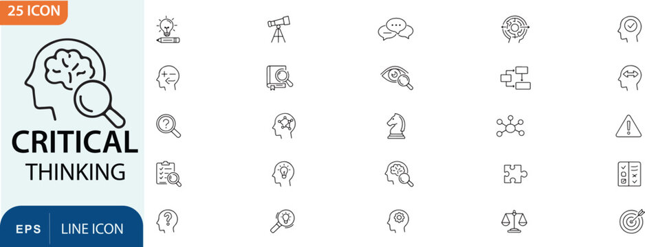 Critical thinking icons set