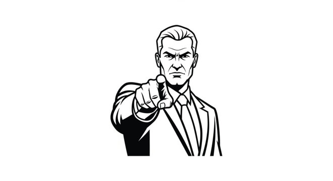 Man pointing finger in suit.
