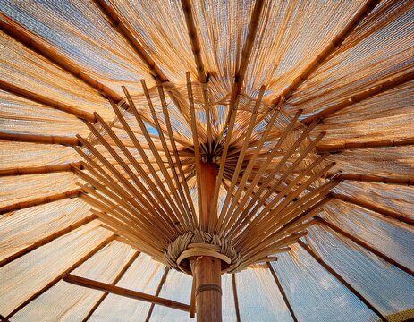 beautiful straw umbrella perfect for beach or outdoor decor
