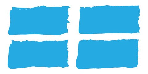 Fototapeta premium Set of blue grunge brush stroke banners, torn paper shapes, and rough painted text boxes vector illustration.