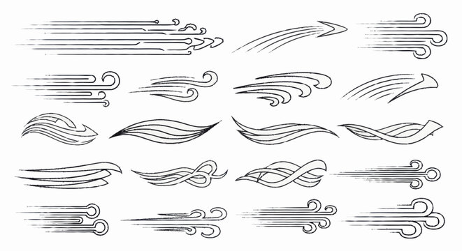 Collection of Hand Drawn Speed Lines and Motion Effects.