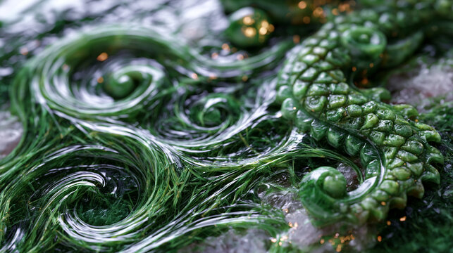 Nephrite jade carved relief panel surface macro, translucent fibrous actinolite tremolite mineral aggregate catching transmitted light through shallow relief figuring, Chinese lapidary artisan stone
