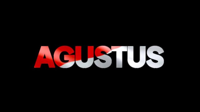 August is Indonesia's independence month. An animation of the red and white flag inside the word "August" in alpha video format.