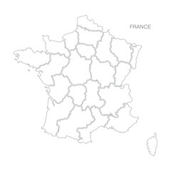 Obraz premium France Map Outline Line Art Black Background