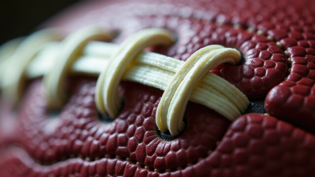Close-up shot of a football with a lace detail, suitable for sports or equipment illustrations
