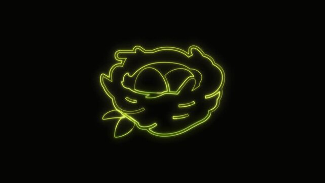  Nest with Eggs Icon Neon Seamless Loop 4K with Black Background Animated Promotional Typography for Video Editing