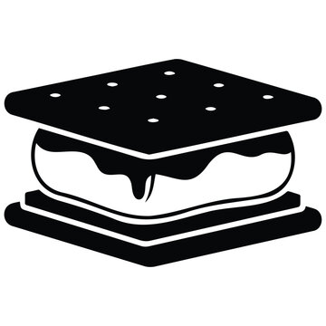 Classic smore sandwich vector silhouette illustration for outdoor campfire snack graphics.