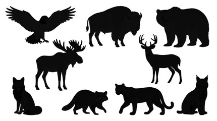 Black silhouettes of various wild animals © Md