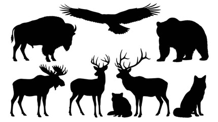Fototapeta premium Black silhouettes of forest animals