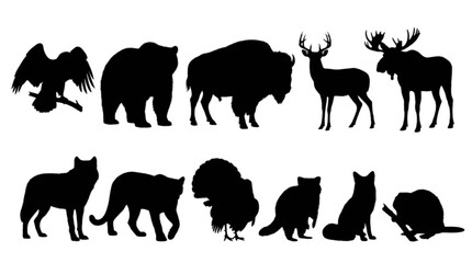 Black silhouettes of various wild animals © Md