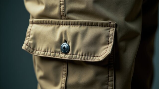A detailed view of a button in a pocket, suitable for various applications including fashion, design, or technology concepts