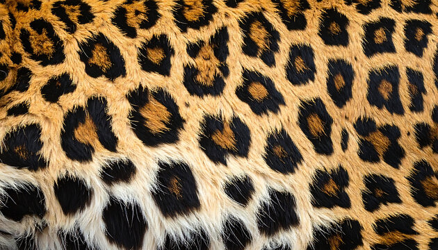 Detailed leopard print texture, natural animal fur pattern with black rosettes on a tan background, wild cat skin surface