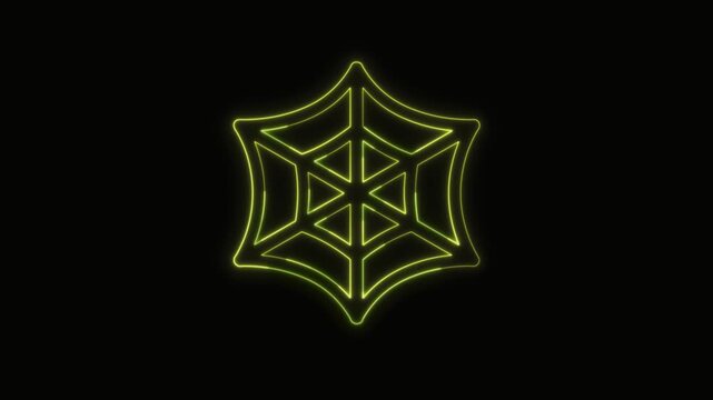  Spider Web Icon Neon Seamless Loop 4K with Black Background Animated Promotional Typography for Video Editing