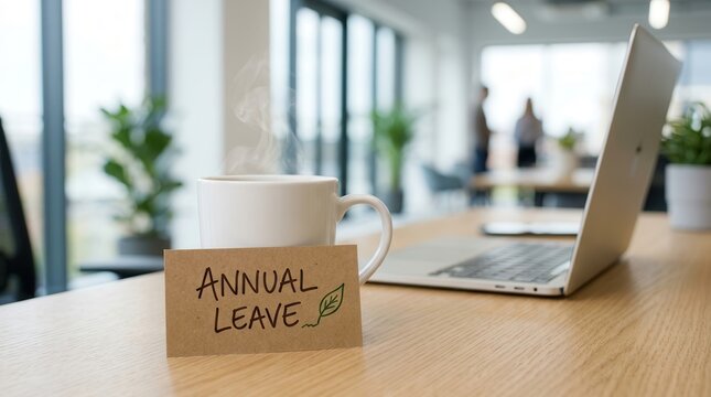 Annual leave vacation planning concept in a modern office workspace.