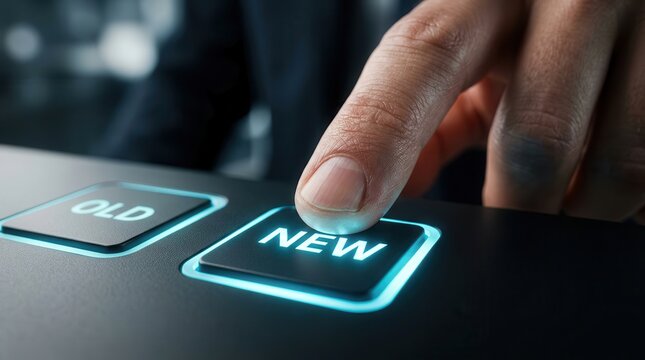 A finger pressing the New button during a pivotal decision point of transition.