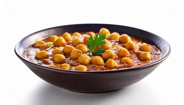 chana masala in a bowl spicy chickpeas curry isolated on white background