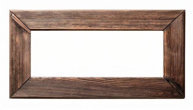 old rustic wooden frame isolated on white or white background