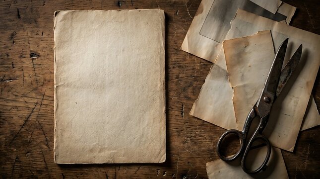 Ransom Note Setup With Blank Paper And Scissors On Desk