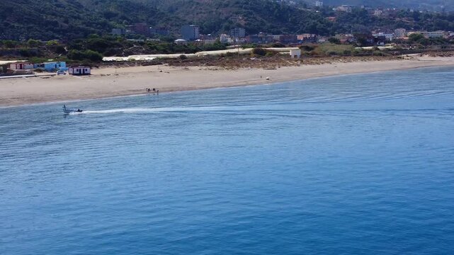 Beautiful view of fantastic blue sea background. Mediterranean Sea, Europe. Beauty world, Blue horizon where the cloudless sky and the blue sea converge., Sunset of Mediterranean sea in Jijel Algeria.