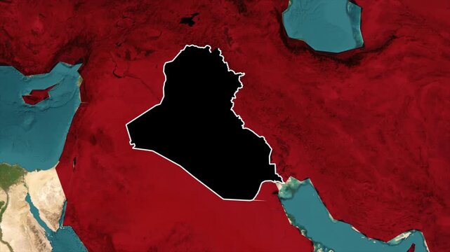 Iraq Country Map Highlight Animation on Middle East Geographic Map.
Iraq Political Map Location Reveal Motion Graphic.