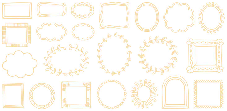 Hand Drawn Doodle Frames Borders and Decorative Text Boxes Featuring Sketch Style Elements for Notes Cards and Creative Layout Design Vector Designs