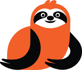Obraz premium Cute orange sloth cartoon mascot illustration isolated on transparent background, Vector