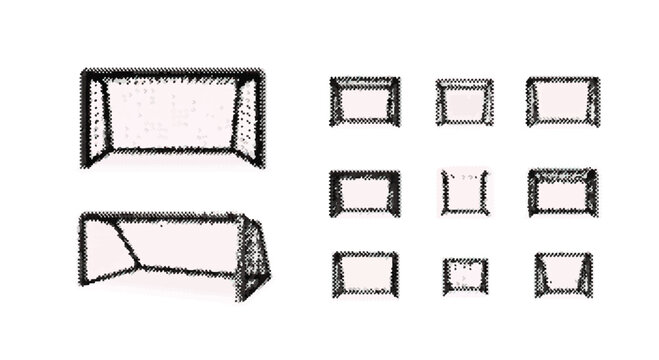 Set of vintage comic book style photo frames in various sizes and shapes on white background