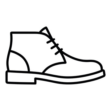 Men ankle boot icon. Line art vector of chukka boot or desert boot footwear