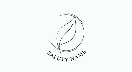 Minimalist leaf logo design, organic, nature, wellness, beauty, branding, elegant, clean, modern, circular emblem © apip