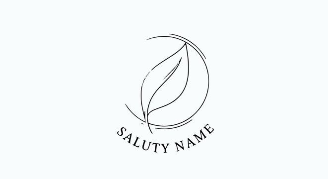 Minimalist leaf logo design, organic, nature, wellness, beauty, branding, elegant, clean, modern, circular emblem