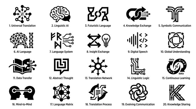 Language exchange symbols and logos.
