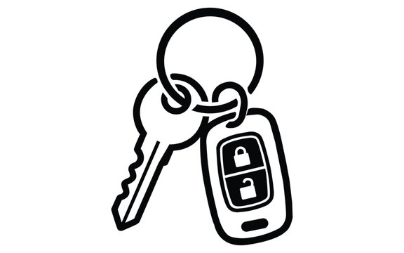 Car Key with Remote Control Vehicle Access Security Icon Isolated Vector Illustration