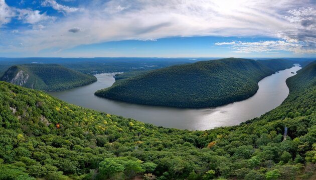 elevated panoramic view of the hudson river from bear mountain bear mountain state park rockland county new york state usa