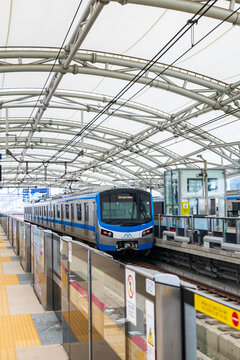 Ho Chi Minh City, Vietnam - June 05, 2026: Ho Chi Minh City Metro Train at platform, a rapid transit system in Ho Chi Minh City, Vietnam.