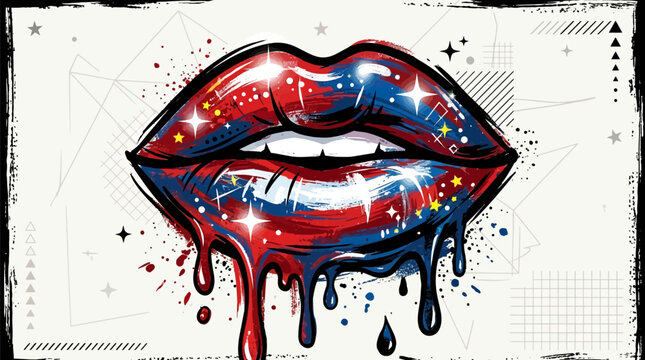 Vibrant lips with starry colorful makeup