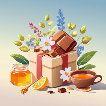 Liebevoll arrangierte Geschenkbox mit selbstgemachten Spezialit&auml;ten