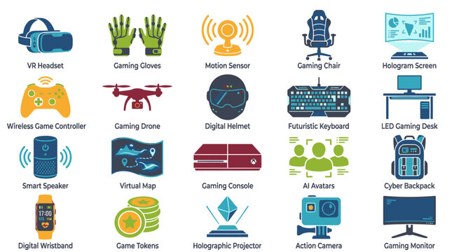 Collection of various computer hardware icons.