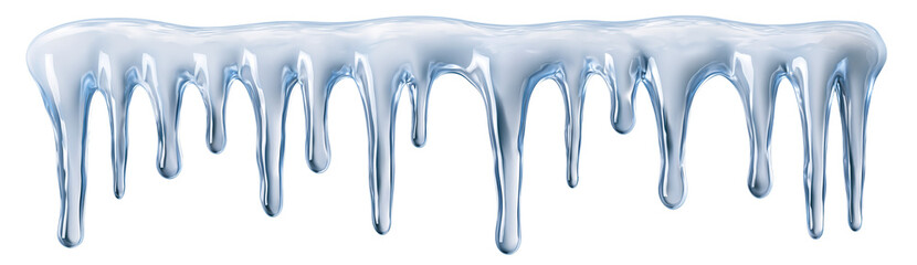 Obraz premium Blue ice cream melting drips on white background