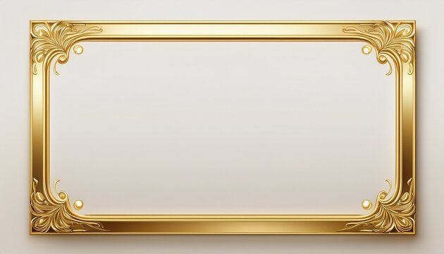 subtle gold rectangle border on pure white backdrop elegant gold border