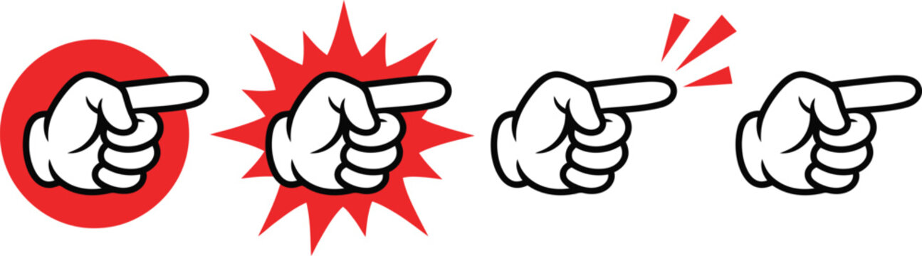 Cartoon pointing hands with various effects