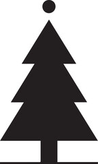Obraz premium Graphic silhouette of christmas tree with round baubles and simple rectangular trunk design for seasonal festive holiday decor.