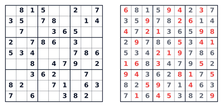 Sudoku puzzle 9x9 easy for kids printable with answers A4