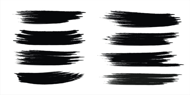 Brush strokes vector. Set of text boxes. Paintbrush collection. Grunge design elements. Dirty texture banners. Painted rectangles and long strokes