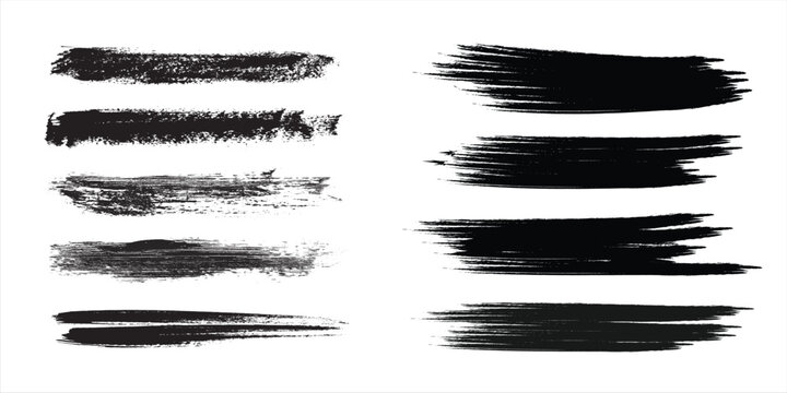 Brush strokes vector. Set of text boxes. Paintbrush collection. Grunge design elements. Dirty texture banners. Painted rectangles and long strokes