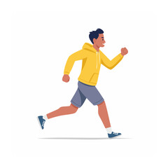 Obraz premium Man in yellow hoodie running