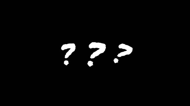 Beautiful Hand Drawn Question Mark Animation Wobbly Marker Symbols Cluster Isolated Black Background 10 Seconds 4K