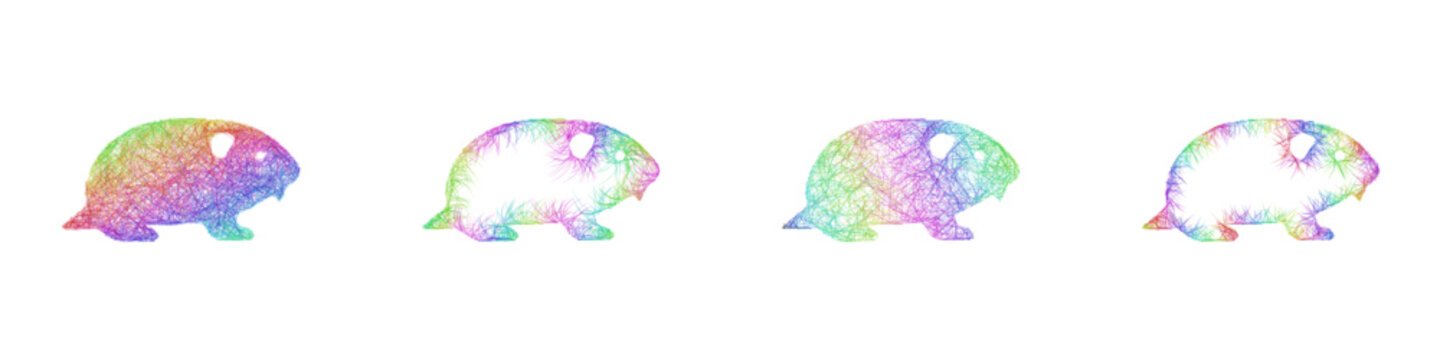 Rainbow sketch lemming icon design set
