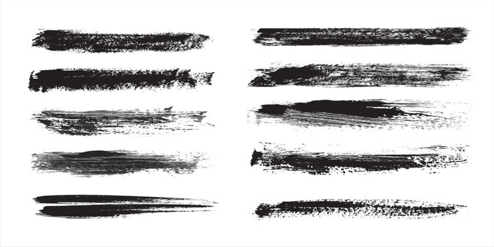 Brush strokes vector. Set of text boxes. Paintbrush collection. Grunge design elements. Dirty texture banners. Painted rectangles and long strokes