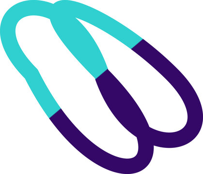 Abstract teal and purple intertwined loops representing infinity and cycle in a clean modern illustration