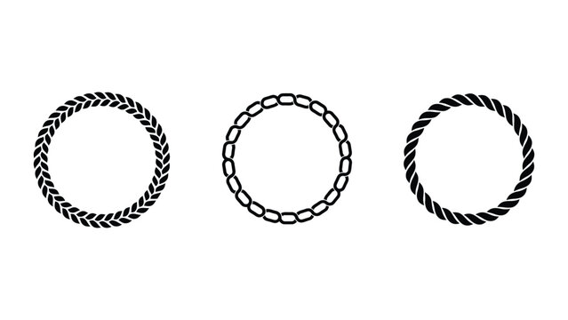 Rope chain circle designs, decorative circular rope frames